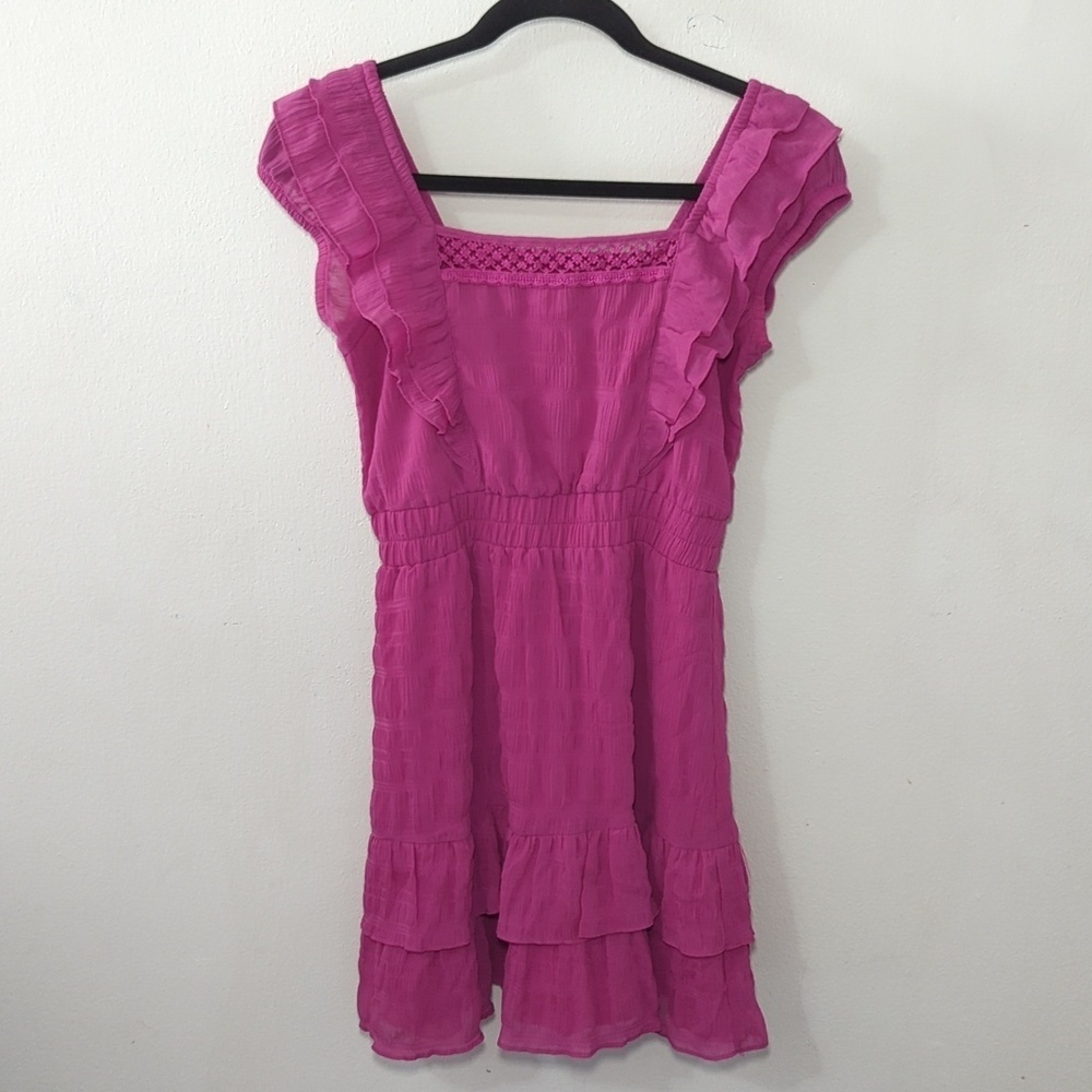 Betsey Johnson Smocked Ruffle Mini Dress Pink Fairy Balletcore Women's Size XS